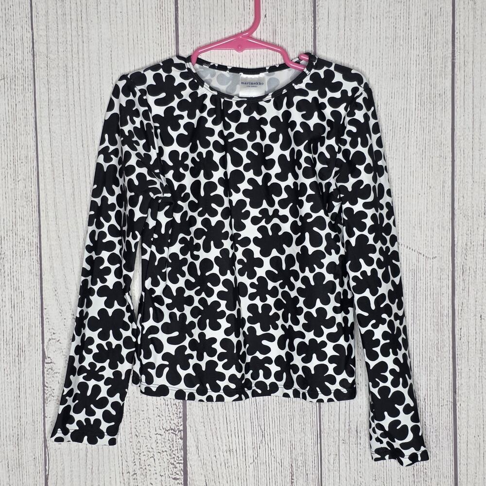 Marimekko for Target Kids - Black & White Floral Rash Guard Swim Top, sz Medium